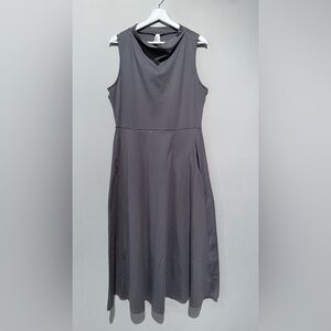 Pact Organic Cotton Fit & Flare Dress Women L  Gray Stretch Pocket Comfort